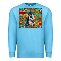 Ocean Blue Aztec Sunflowers Horse Premium Sweatshirt - LillyAllenDesigns