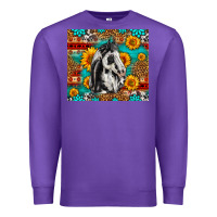 Purple Aztec Sunflowers Horse Premium Sweatshirt - LillyAllenDesigns