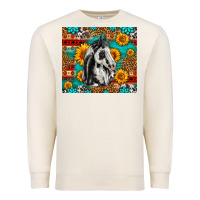 Sandshell Aztec Sunflowers Horse Premium Sweatshirt - LillyAllenDesigns