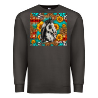 Smoke Aztec Sunflowers Horse Premium Sweatshirt - LillyAllenDesigns