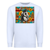 White Aztec Sunflowers Horse Premium Sweatshirt - LillyAllenDesigns