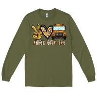 Army Green peace love bus Long Sleeve Tee - CowhideDigitalArt