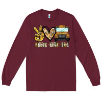 Burgundy peace love bus Long Sleeve Tee - CowhideDigitalArt