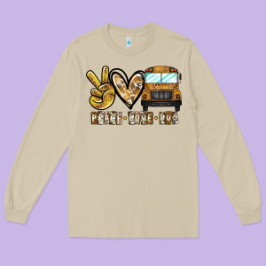 Peace Love Bus Long Sleeve Tee Designed By Cowhidedigitalart