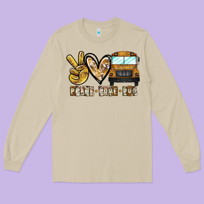Peace Love Bus Long Sleeve Tee Designed By Cowhidedigitalart