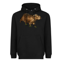 Black Capybara Heavyweight Hoodie - LillyAllenDesigns