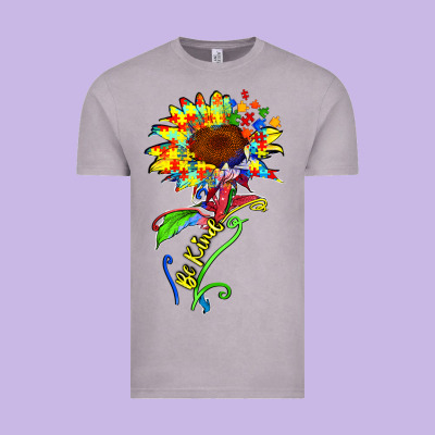 Be Kind Autism Sunflower Vintage Tee Designed By Zillion Design Studio
