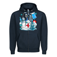 Navy Winter Nurse life Zipper Hoodie - AdoDesignShop