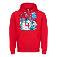 Red Winter Nurse life Zipper Hoodie - AdoDesignShop