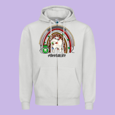 Christmas Dental Life Rainbow Zipper Hoodie Designed By Jahusdesignshop