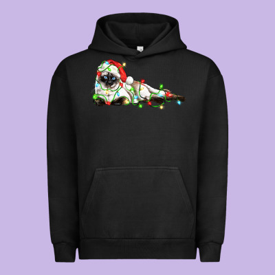 Christmas Siamese Cat Urban Hoodie Designed By Lillyallendesigns