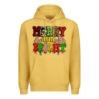 Antique Gold merry and bright with christmas tree  cakes ado Premium Hoodie - AdoDesignShop
