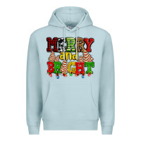 Blue Mist merry and bright with christmas tree  cakes ado Premium Hoodie - AdoDesignShop
