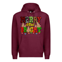 Burgundy merry and bright with christmas tree  cakes ado Premium Hoodie - AdoDesignShop