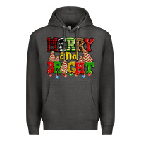 Charcoal Heather merry and bright with christmas tree  cakes ado Premium Hoodie - AdoDesignShop