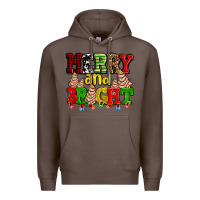 Coffee merry and bright with christmas tree  cakes ado Premium Hoodie - AdoDesignShop