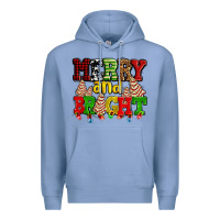 Colony Blue merry and bright with christmas tree  cakes ado Premium Hoodie - AdoDesignShop
