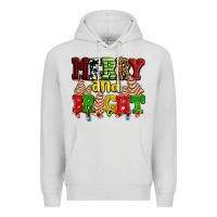 Dove Grey merry and bright with christmas tree  cakes ado Premium Hoodie - AdoDesignShop