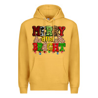 Mustard merry and bright with christmas tree  cakes ado Premium Hoodie - AdoDesignShop