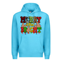 Ocean Blue merry and bright with christmas tree  cakes ado Premium Hoodie - AdoDesignShop