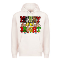 Pale Pink merry and bright with christmas tree  cakes ado Premium Hoodie - AdoDesignShop