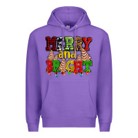 Purple merry and bright with christmas tree  cakes ado Premium Hoodie - AdoDesignShop