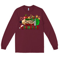 Burgundy christmas counselor pencil Long Sleeve Tee - FaDigitalArtStudio