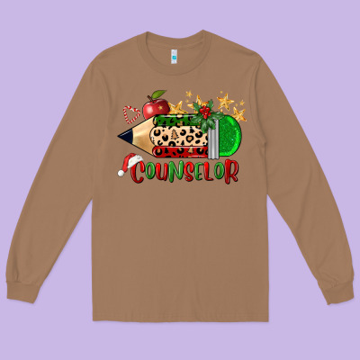 Christmas Counselor Pencil Long Sleeve Tee Designed By Fadigitalartstudio
