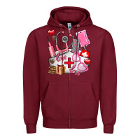 Burgundy nurse  valentines day love Zipper Hoodie - AdoDesignShop