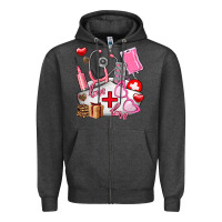 Charcoal Heather nurse  valentines day love Zipper Hoodie - AdoDesignShop