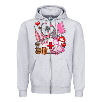 Heather Grey nurse  valentines day love Zipper Hoodie - AdoDesignShop