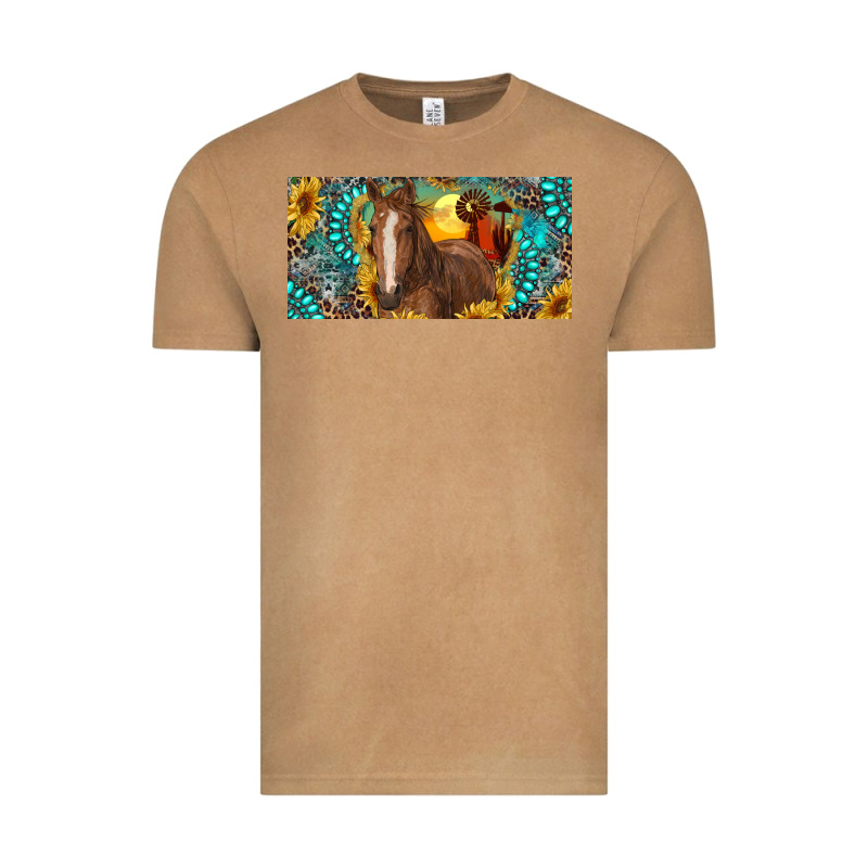 Horse And Desert With Sunflowers Gemstone Vintage Tee by RanaPortraitStore | Teevron