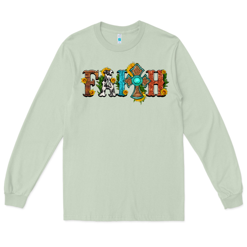 Faith With Cross And Sunflower Long Sleeve Tee by HRA Design Shop | Teevron