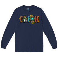 Navy faith with cross and sunflower Long Sleeve Tee - HRA Design Shop