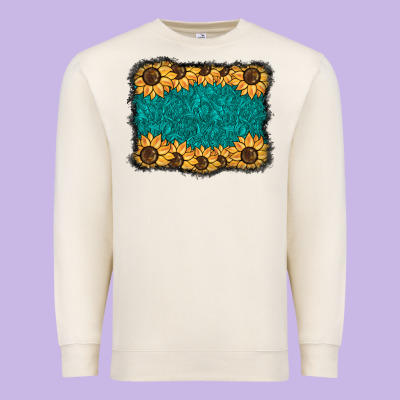 Sunflower Background Premium Sweatshirt Designed By Barkaloodesign