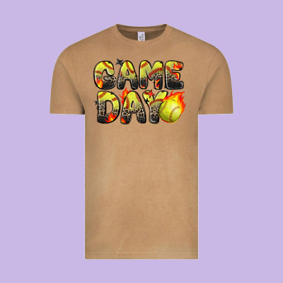 Game Day Softball Leopard Vintage Tee Designed By Zillion Design Studio