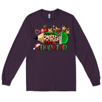 Plum christmas educator pencil Long Sleeve Tee - FaDigitalArtStudio