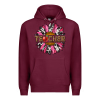 Burgundy western teacher sunflower Premium Hoodie - NancyCooperArtShop