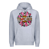 Heather Grey western teacher sunflower Premium Hoodie - NancyCooperArtShop