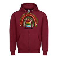 Burgundy Christmas Teacherlife rainbow Zipper Hoodie - JahusDesignShop