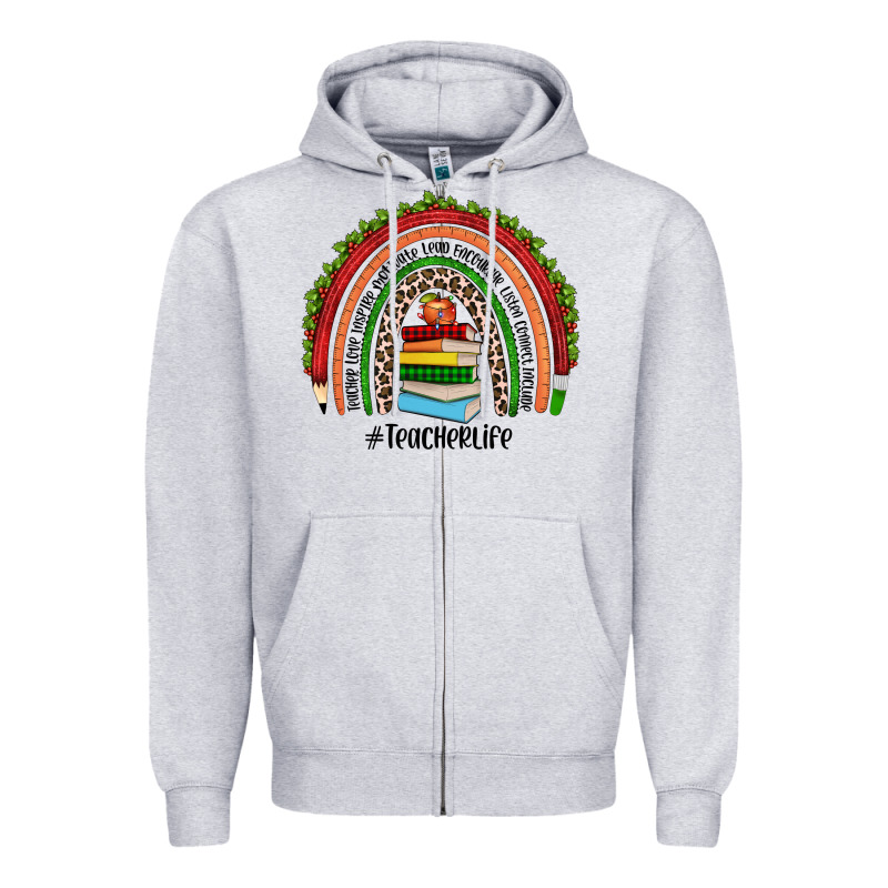 Christmas Teacherlife Rainbow Zipper Hoodie by JahusDesignShop | Teevron