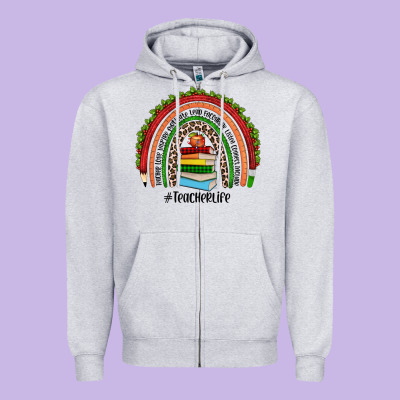 Christmas Teacherlife Rainbow Zipper Hoodie Designed By Jahusdesignshop