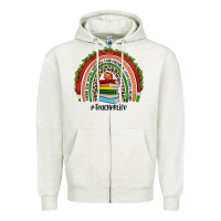 Oatmeal Heather Christmas Teacherlife rainbow Zipper Hoodie - JahusDesignShop