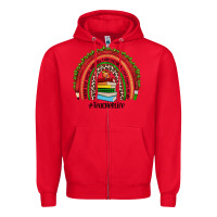Red Christmas Teacherlife rainbow Zipper Hoodie - JahusDesignShop