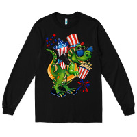 Black 4th of July T-Rex Long Sleeve Tee - CowGirlArtShop