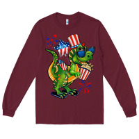 Burgundy 4th of July T-Rex Long Sleeve Tee - CowGirlArtShop