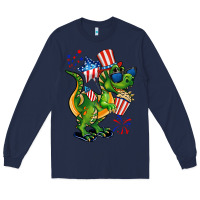 Navy 4th of July T-Rex Long Sleeve Tee - CowGirlArtShop