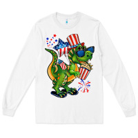 White 4th of July T-Rex Long Sleeve Tee - CowGirlArtShop