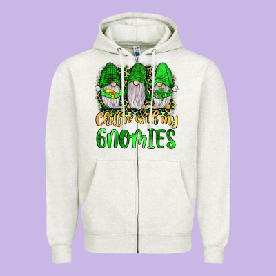 St Patrick S Chillin With My Gnomies Zipper Hoodie Designed By Jahusdesignshop