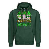 Sports Green st patrick s chillin with my gnomies Zipper Hoodie - JahusDesignShop